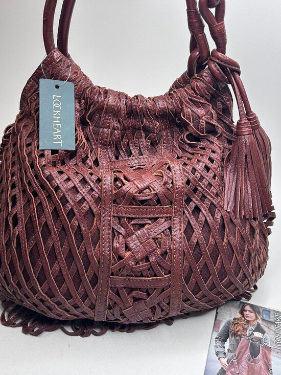 Lockheart Handbags - LOCKHEART Charlottes Web Elain Cognac $545 NWT Hobo Shoulder Bag Leather Slouchy